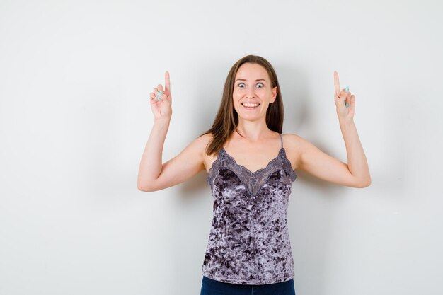 Expressive young girl posing in the studio