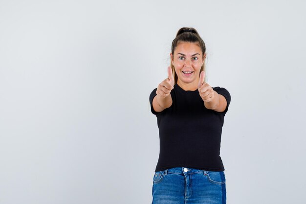 Expressive young girl posing in the studio