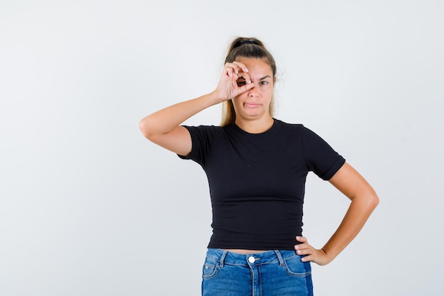 Expressive young girl posing in the studio