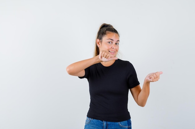 Expressive young girl posing in the studio