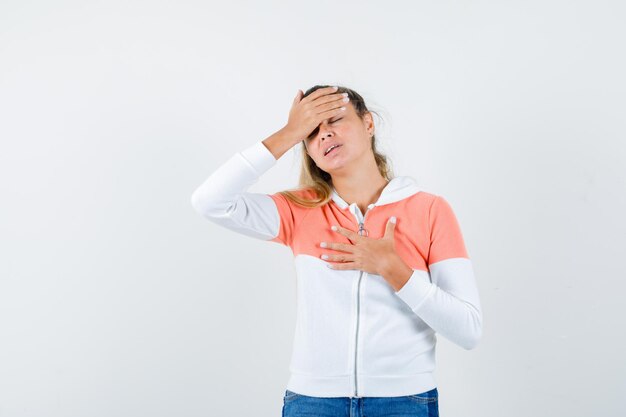 Expressive young girl posing in the studio