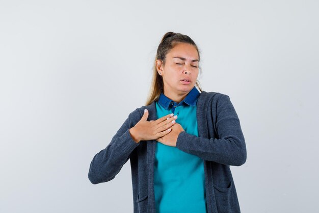 Expressive young girl posing in the studio