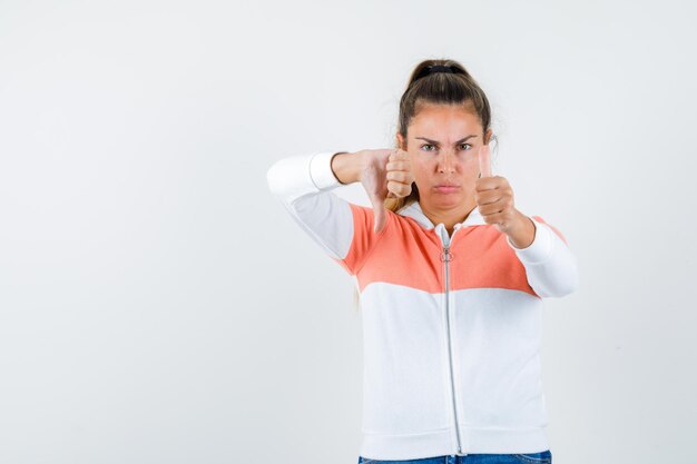 Expressive young girl posing in the studio