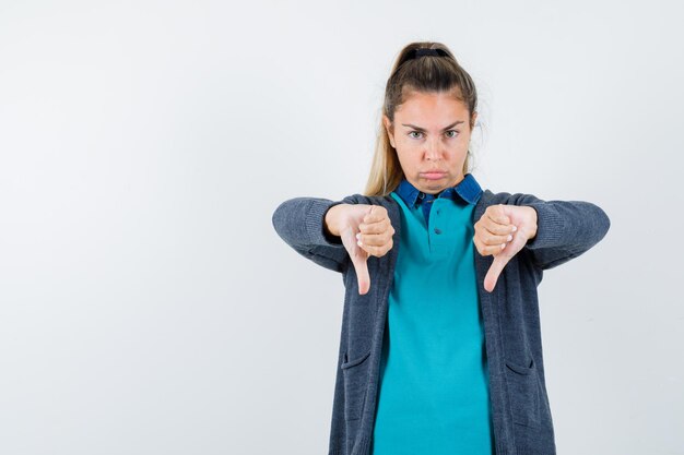 Expressive young girl posing in the studio