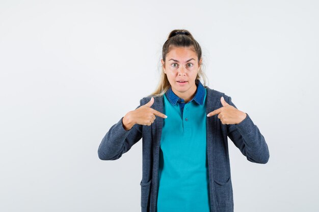 Expressive young girl posing in the studio