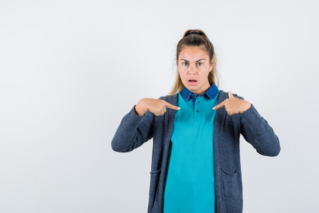 Expressive young girl posing in the studio