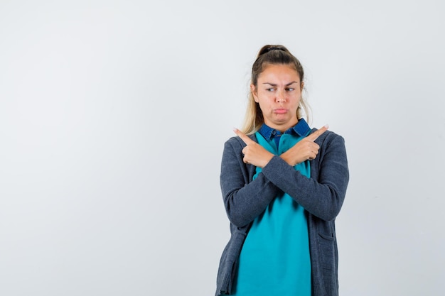 Expressive young girl posing in the studio