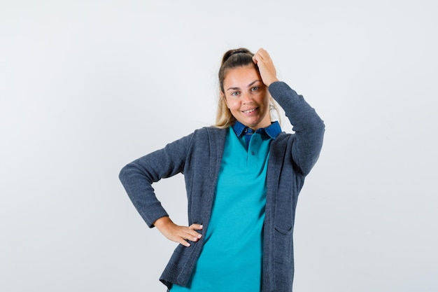 Expressive young girl posing in the studio