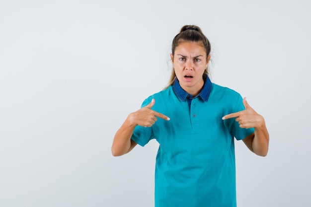 Expressive young girl posing in the studio