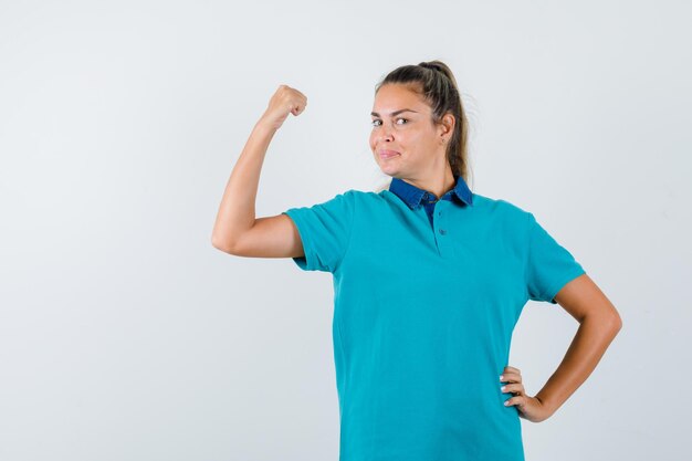 Expressive young girl posing in the studio