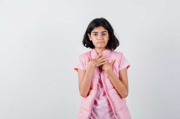 Expressive young girl posing in the studio