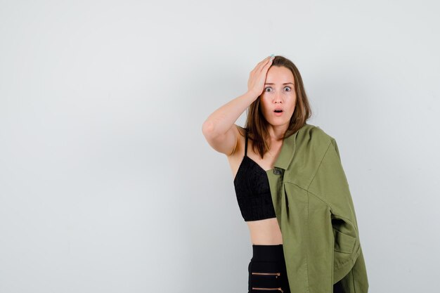 expressive young girl posing in the studio