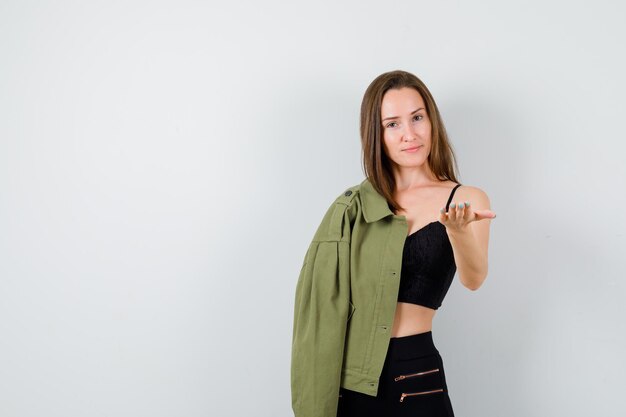 Expressive young girl posing in the studio