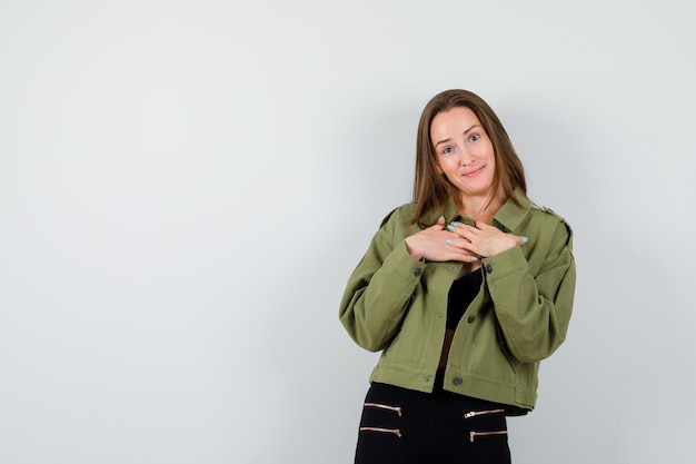 Expressive young girl posing in the studio