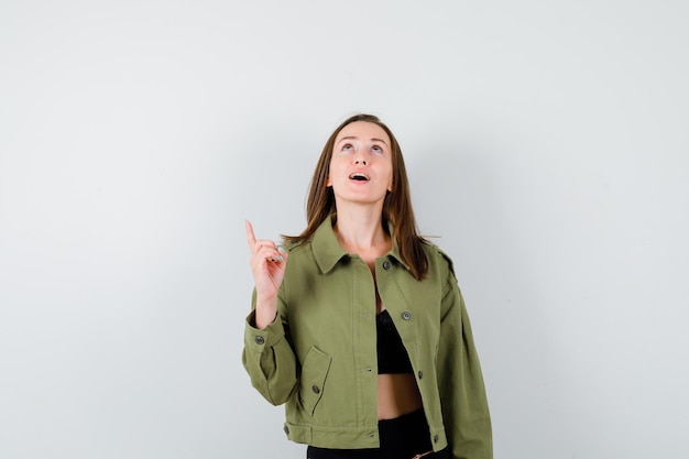 Expressive young girl posing in the studio