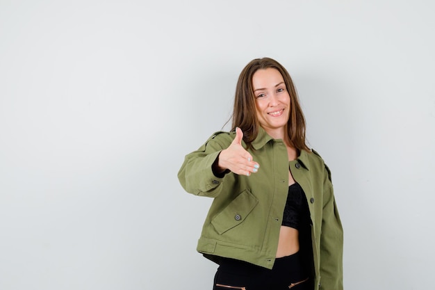 Expressive young girl posing in the studio