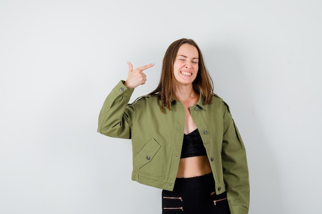 Expressive young girl posing in the studio