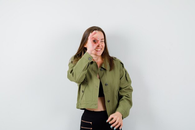 Expressive young girl posing in the studio