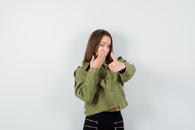 Expressive young girl posing in the studio