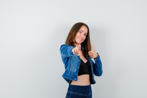 Expressive young girl posing in the studio