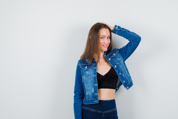 Expressive young girl posing in the studio