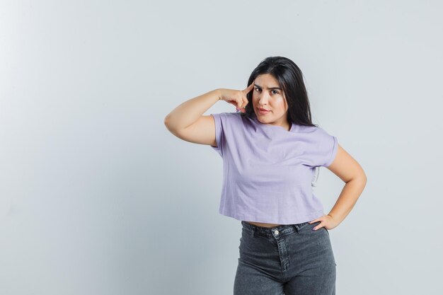 Expressive young girl posing in the studio