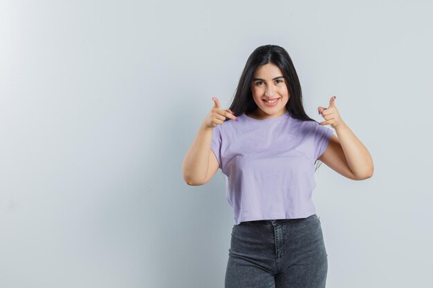 Expressive young girl posing in the studio