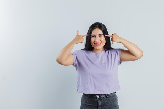 Expressive young girl posing in the studio