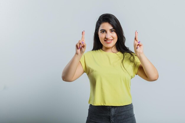 Expressive young girl posing in the studio