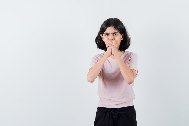 Expressive young girl posing