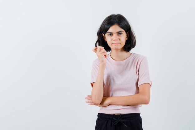 Expressive young girl posing