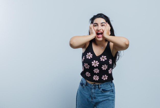 Expressive young girl posing