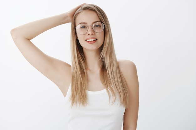 Free photo expressive young girl with blond hair