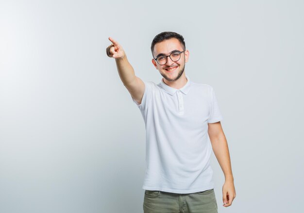 Expressive young guy posing in the studio