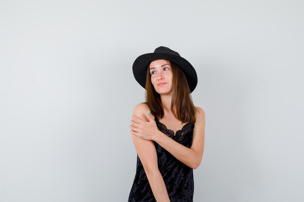 Expressive young lady posing in the studio