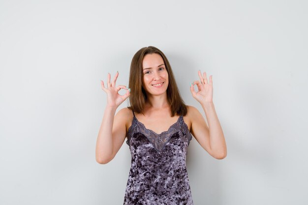 Expressive young lady posing in the studio