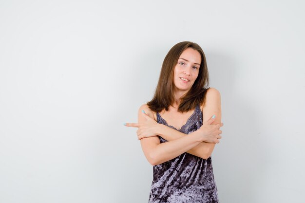 Expressive young lady posing in the studio