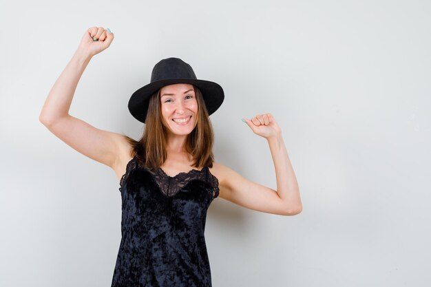 Expressive young lady posing in the studio