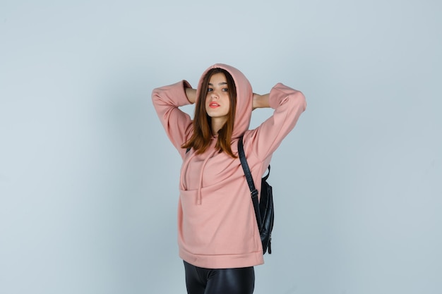 Expressive young lady posing in the studio