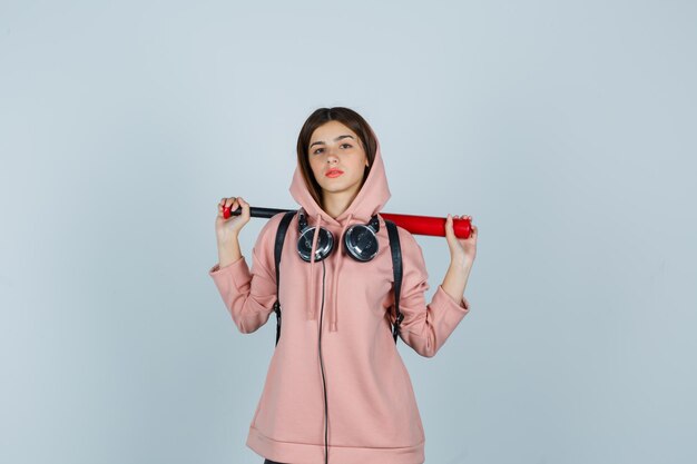 Expressive young lady posing in the studio