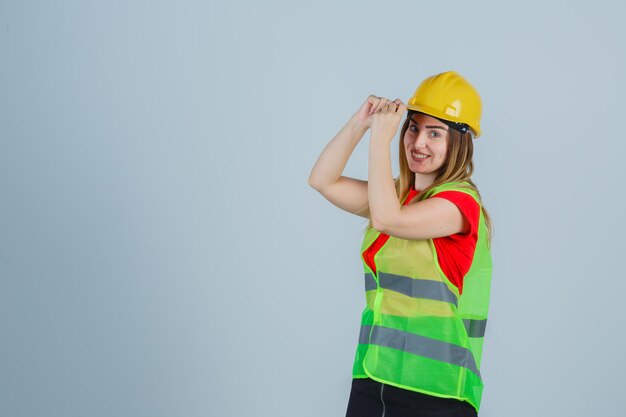 Expressive young lady posing in the studio