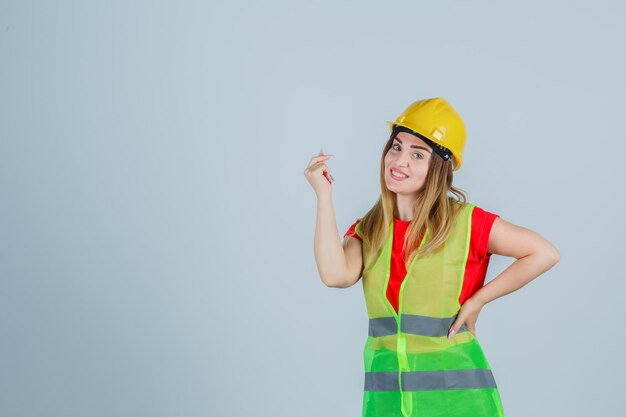 Expressive young lady posing in the studio