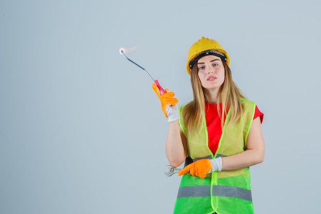 Expressive young lady posing in the studio