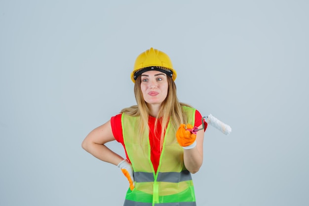 Expressive young lady posing in the studio