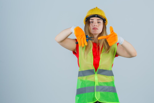 Expressive young lady posing in the studio