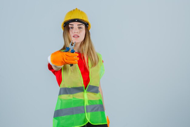 Expressive young lady posing in the studio