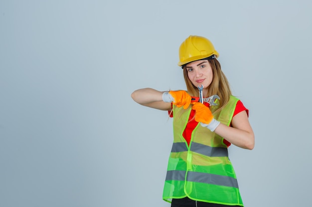 Expressive young lady posing in the studio