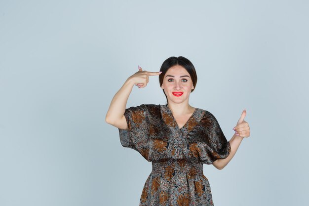 Expressive young lady posing in the studio