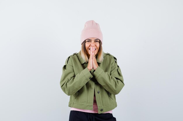 Expressive young lady posing in the studio