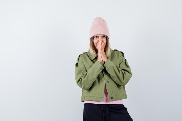 Expressive young lady posing in the studio